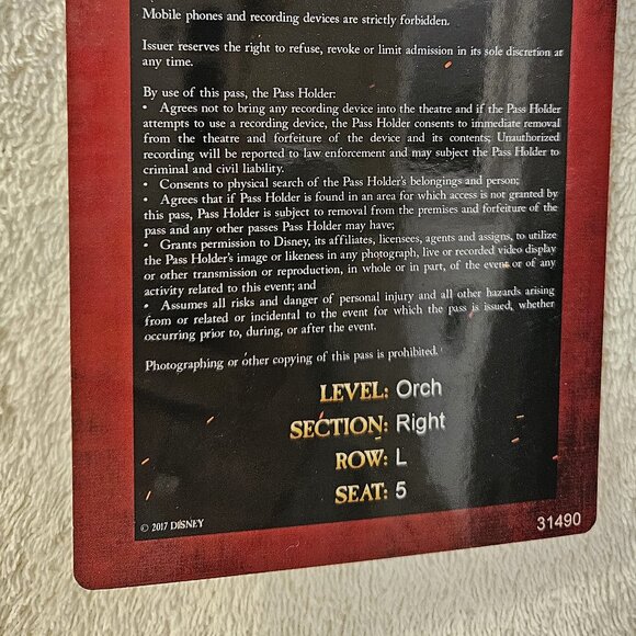 Pirates Caribbean world premiere 2017 Hollywood original guest pass ticket Depp - Picture 4 of 6